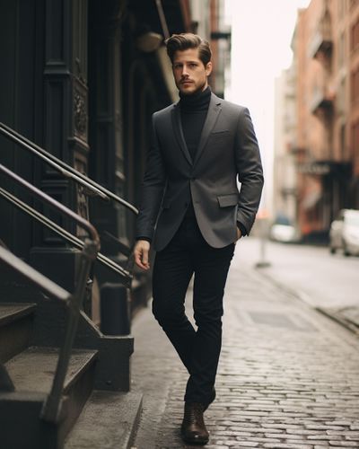 Gray Jacket with Black Trousers